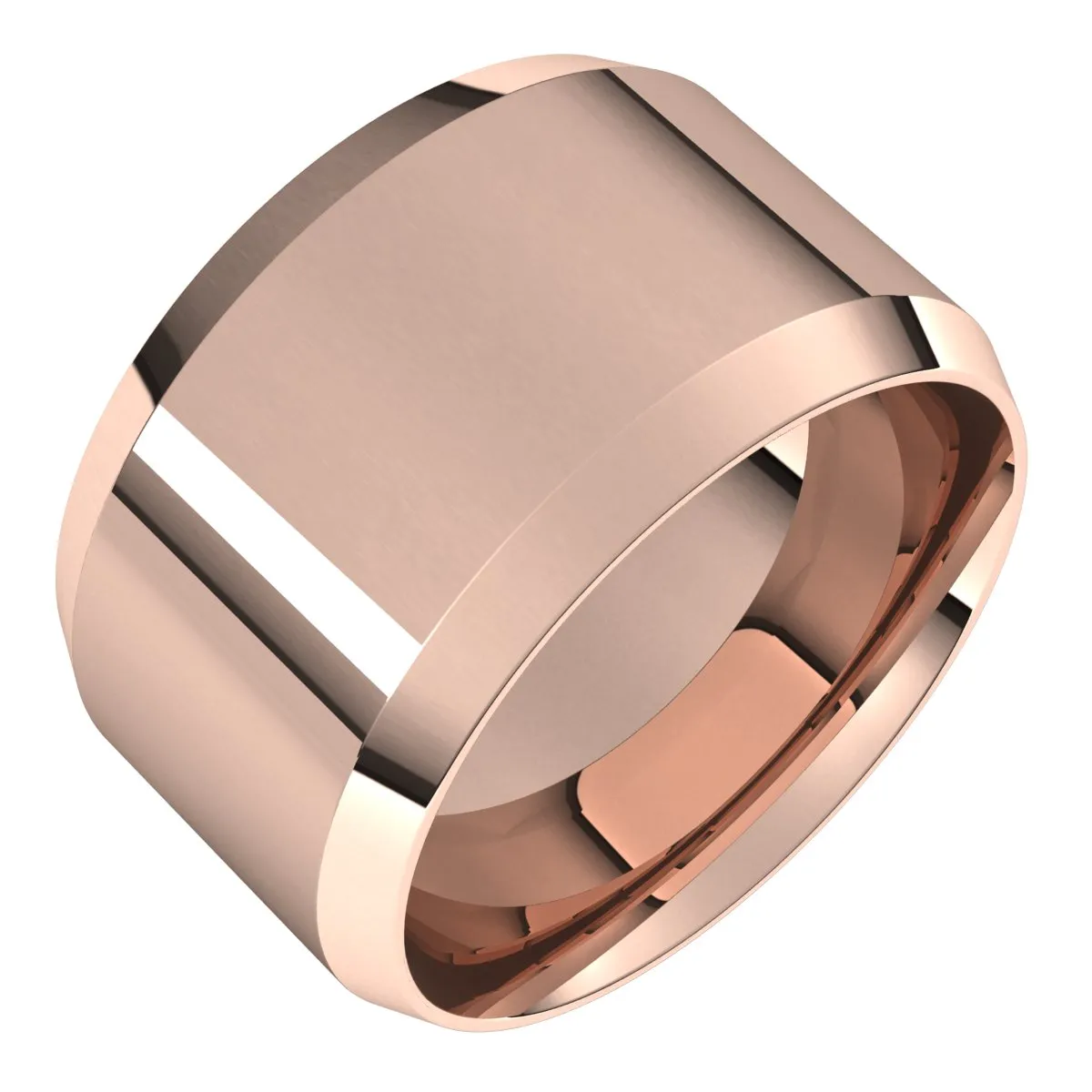 10K Rose 12 mm Beveled Edge Comfort Fit Light Band