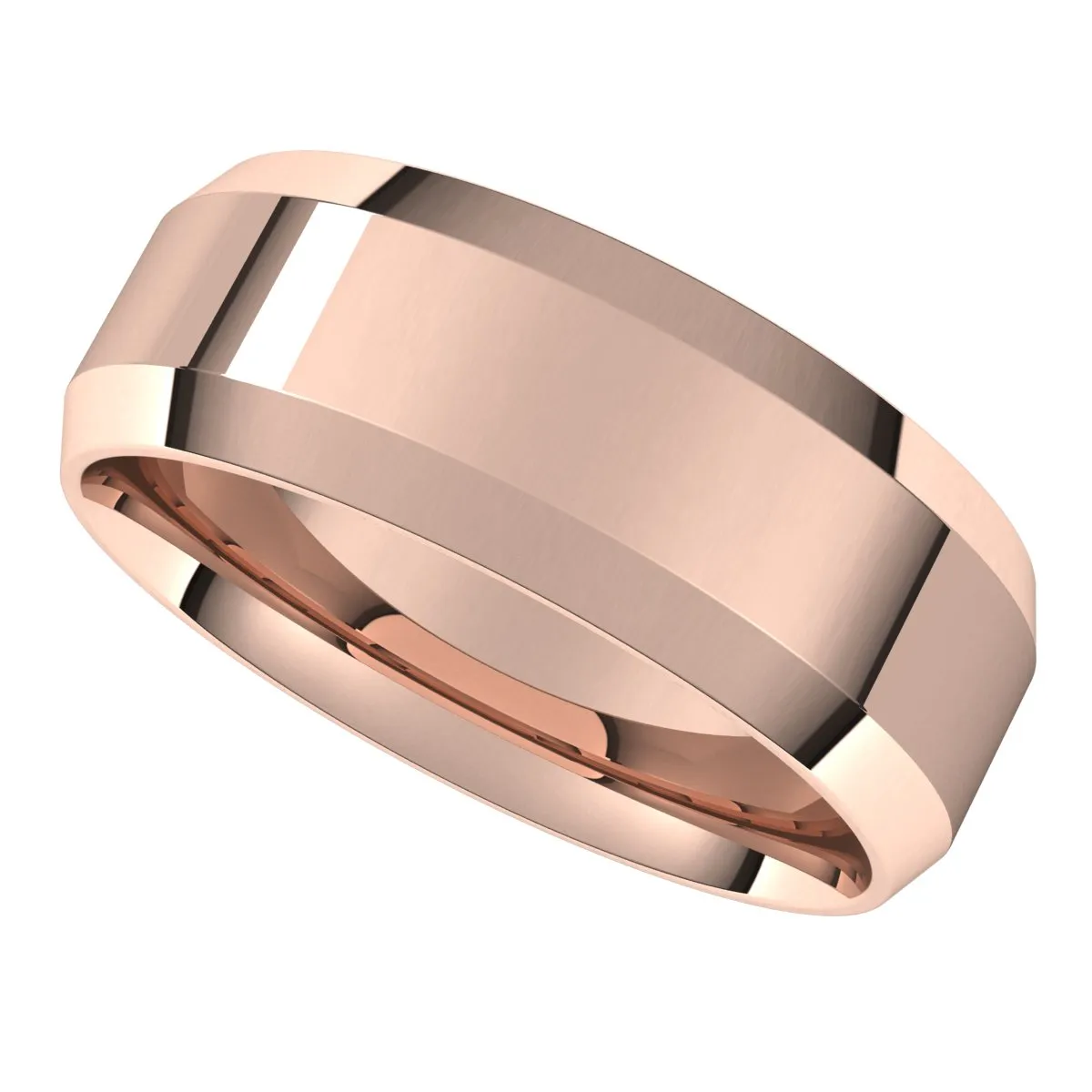 10K Rose 7 mm Beveled Edge Comfort Fit Light Band
