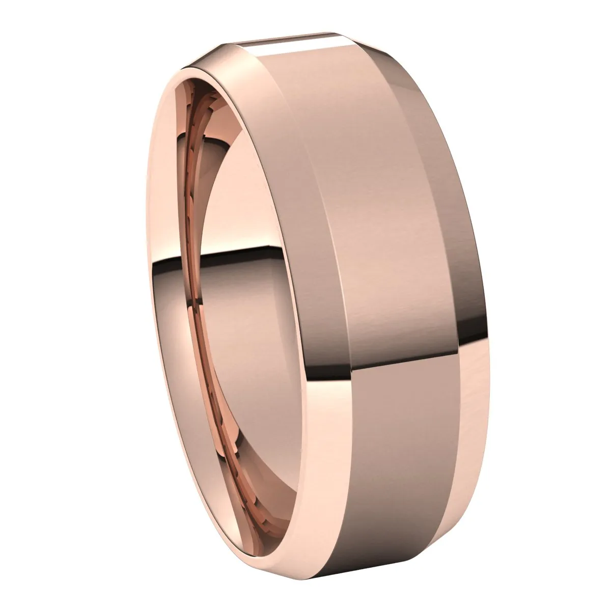 10K Rose 7 mm Beveled Edge Comfort Fit Light Band