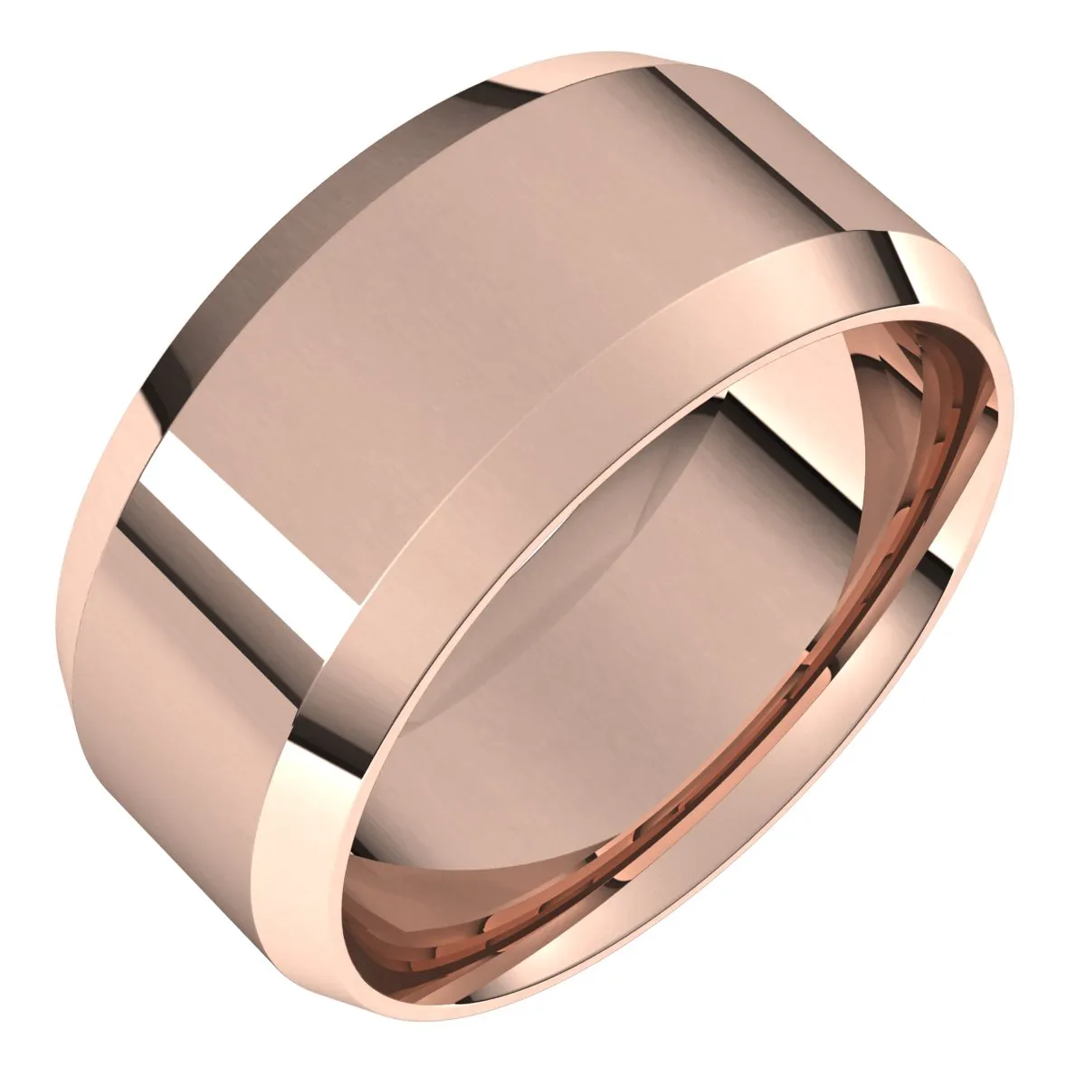 10K Rose 9 mm Beveled Edge Comfort Fit Light Band