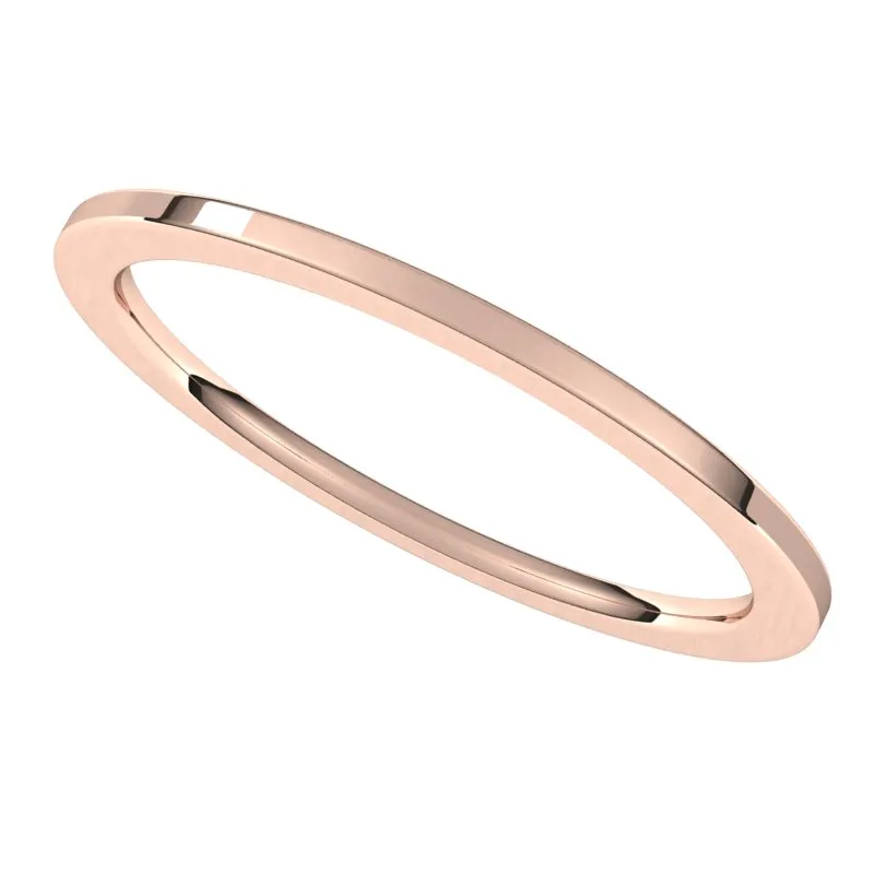 10K Rose Gold 1 mm flat comfort fit Wedding Band