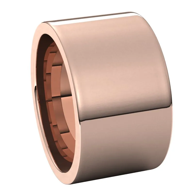 10K Rose Gold 12 mm flat comfort fit Wedding Band