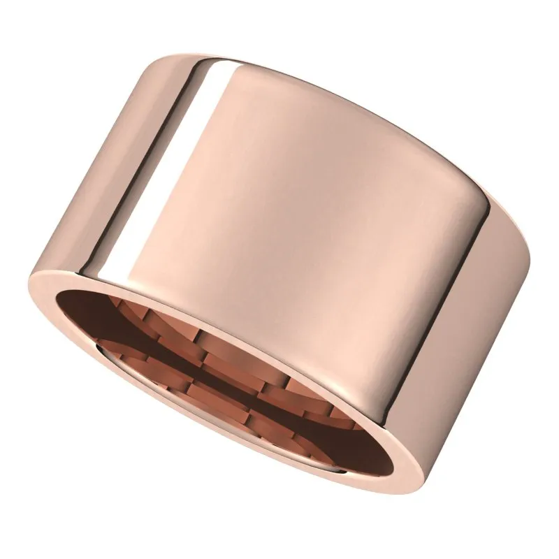 10K Rose Gold 12 mm flat comfort fit Wedding Band