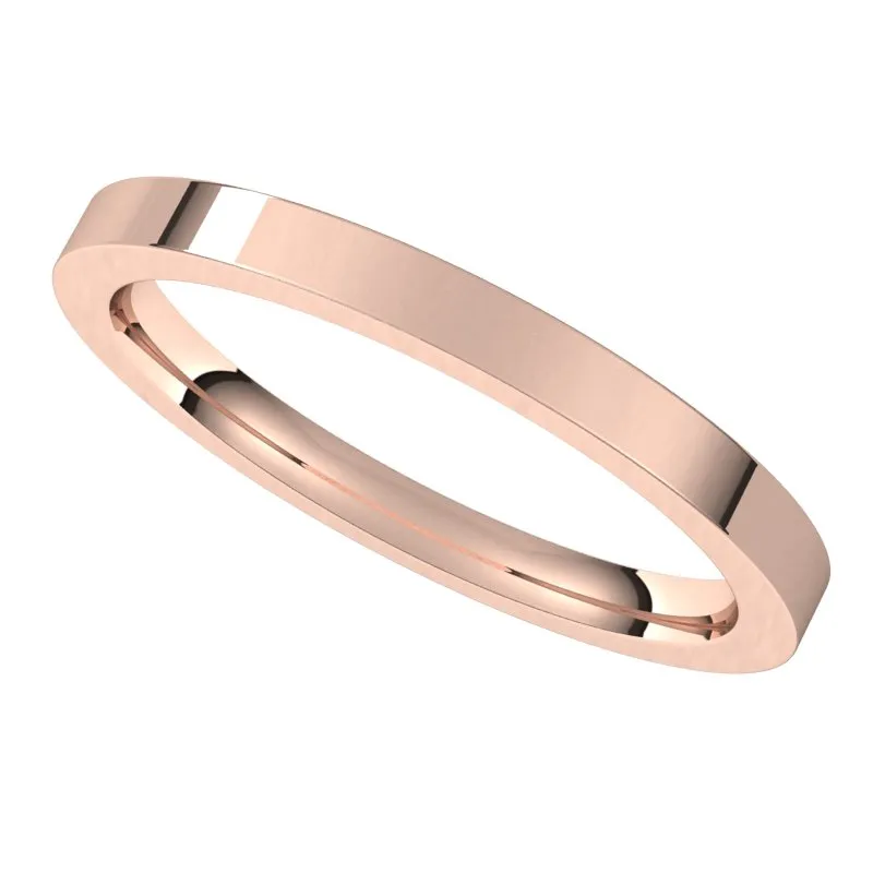 10K Rose Gold 2 mm flat comfort fit Wedding Band