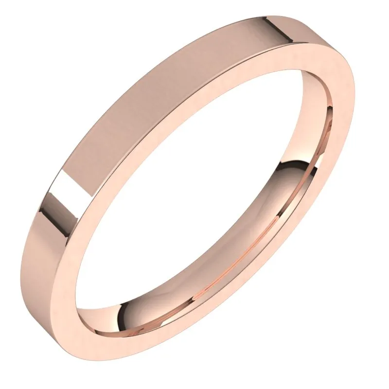 10K Rose Gold 2.5 mm flat comfort fit Wedding Band