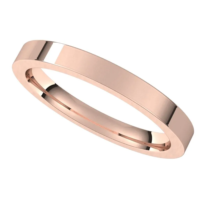 10K Rose Gold 2.5 mm flat comfort fit Wedding Band