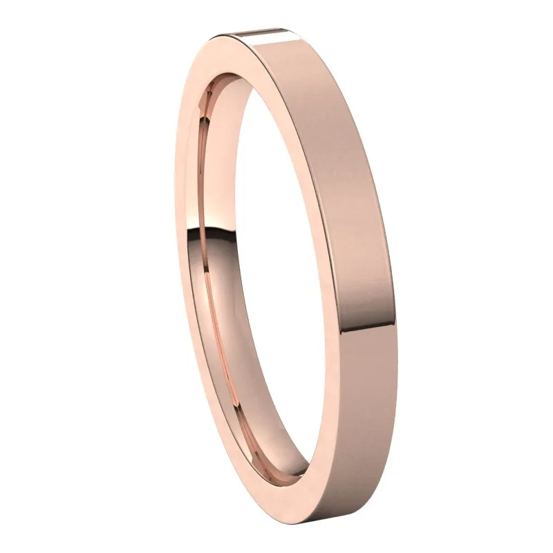 10K Rose Gold 2.5 mm flat comfort fit Wedding Band