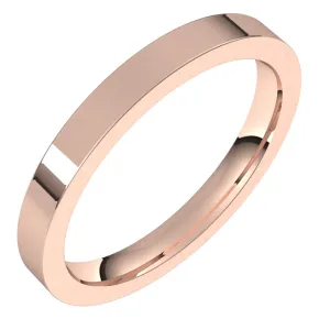 10K Rose Gold 2.5 mm flat comfort fit Wedding Band