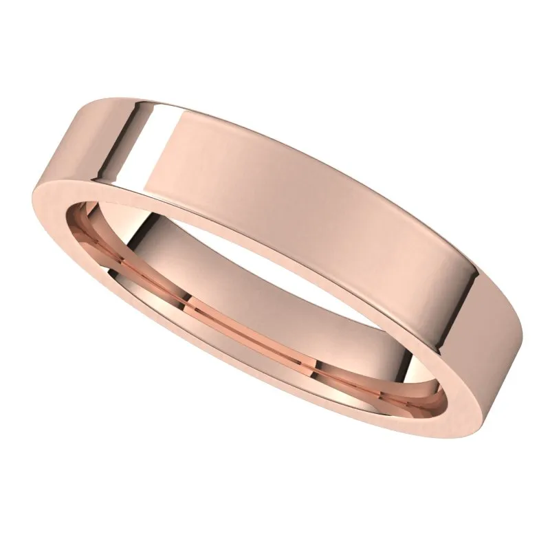10K Rose Gold 4 mm flat comfort fit Wedding Band