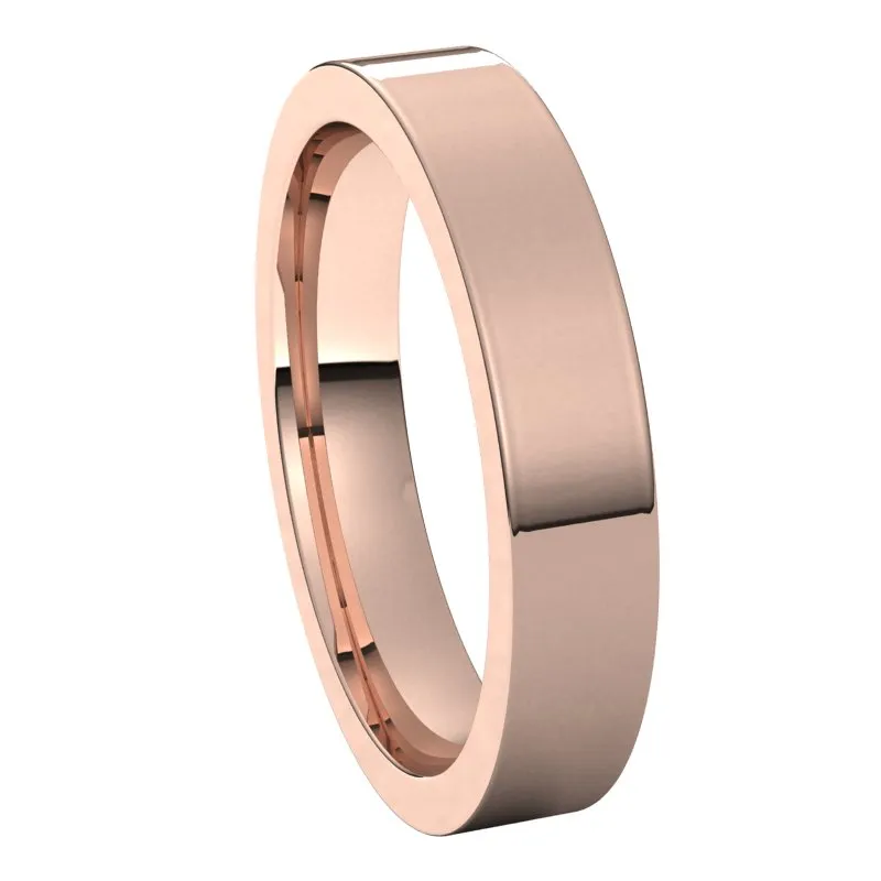 10K Rose Gold 4 mm flat comfort fit Wedding Band
