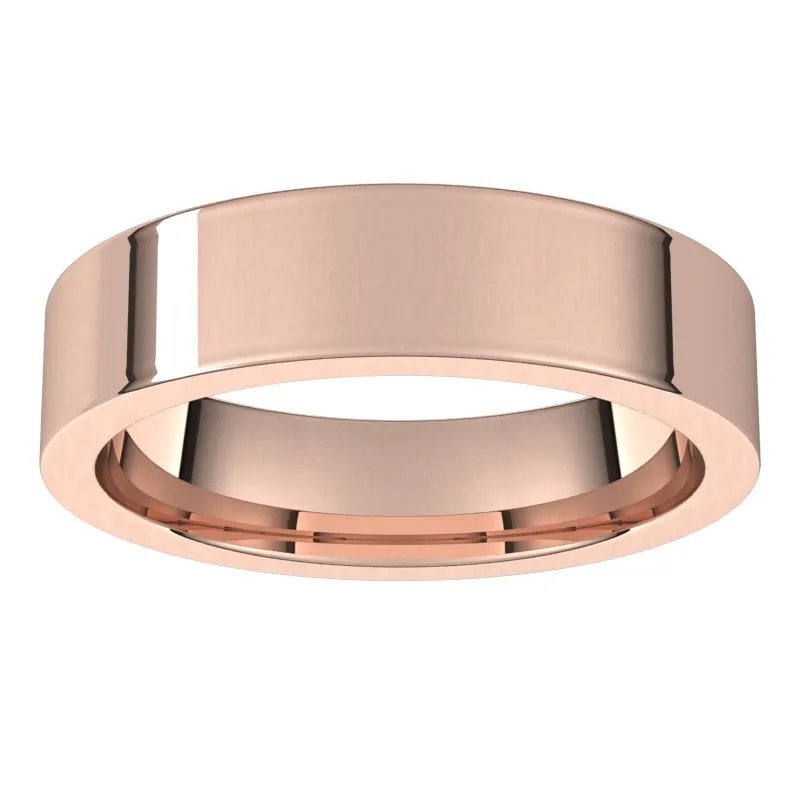 10K Rose Gold 5 mm flat comfort fit Wedding Band