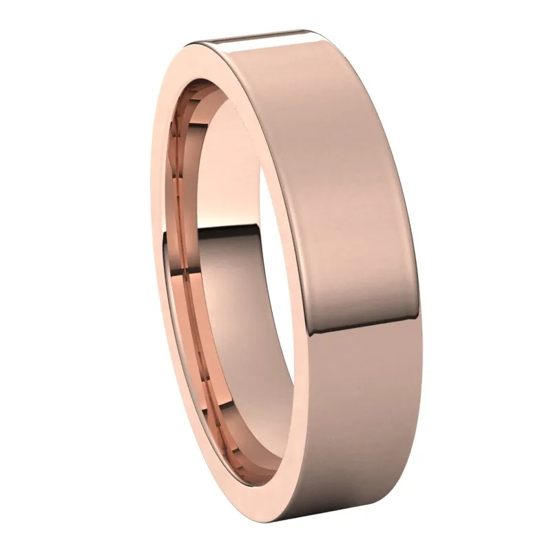 10K Rose Gold 5 mm flat comfort fit Wedding Band