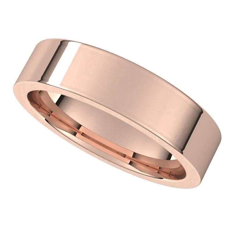 10K Rose Gold 5 mm flat comfort fit Wedding Band