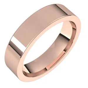 10K Rose Gold 5 mm flat comfort fit Wedding Band