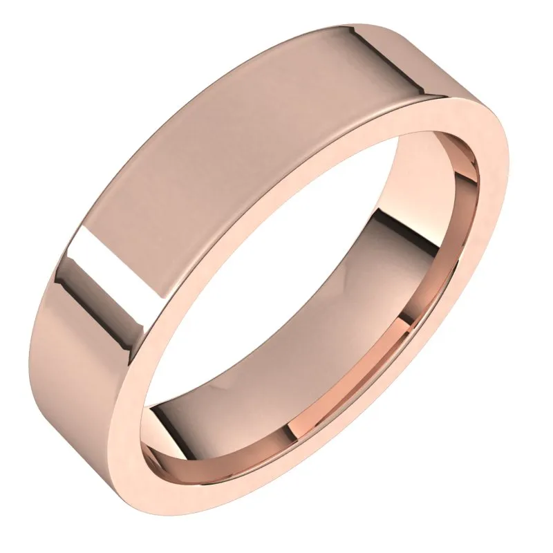 10K Rose Gold 5 mm flat comfort fit Wedding Band