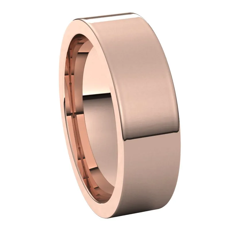 10K Rose Gold 6 mm flat comfort fit Wedding Band