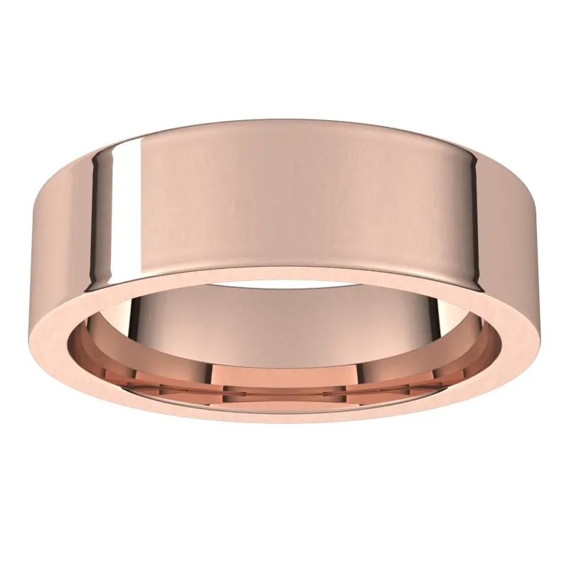 10K Rose Gold 6 mm flat comfort fit Wedding Band