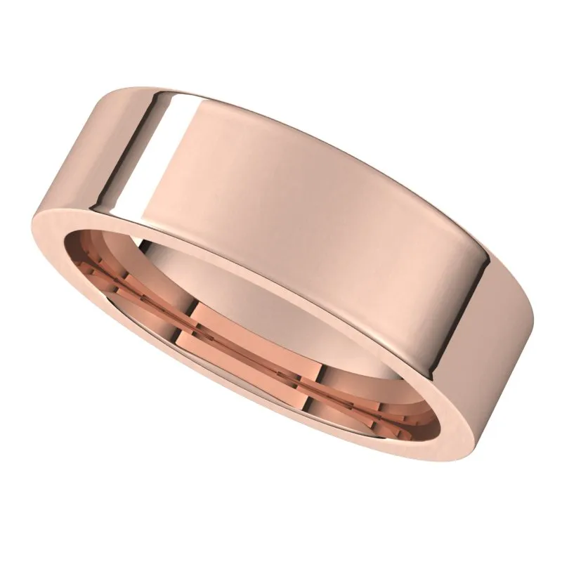 10K Rose Gold 6 mm flat comfort fit Wedding Band