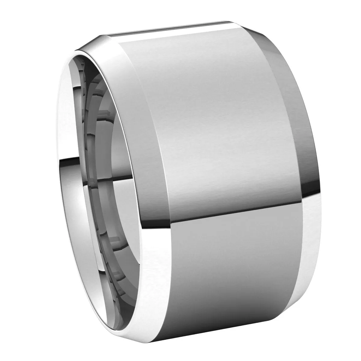 10K White 12 mm Beveled Edge Comfort Fit Light Band