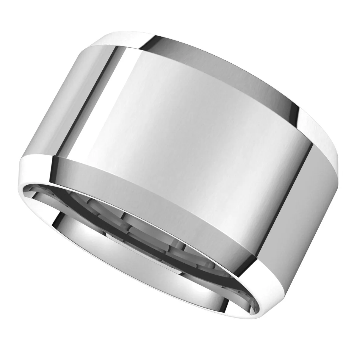 10K White 12 mm Beveled Edge Comfort Fit Light Band