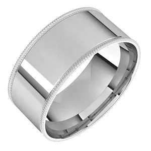 10K White 8 mm Milgrain Flat Comfort Fit Band Size 8