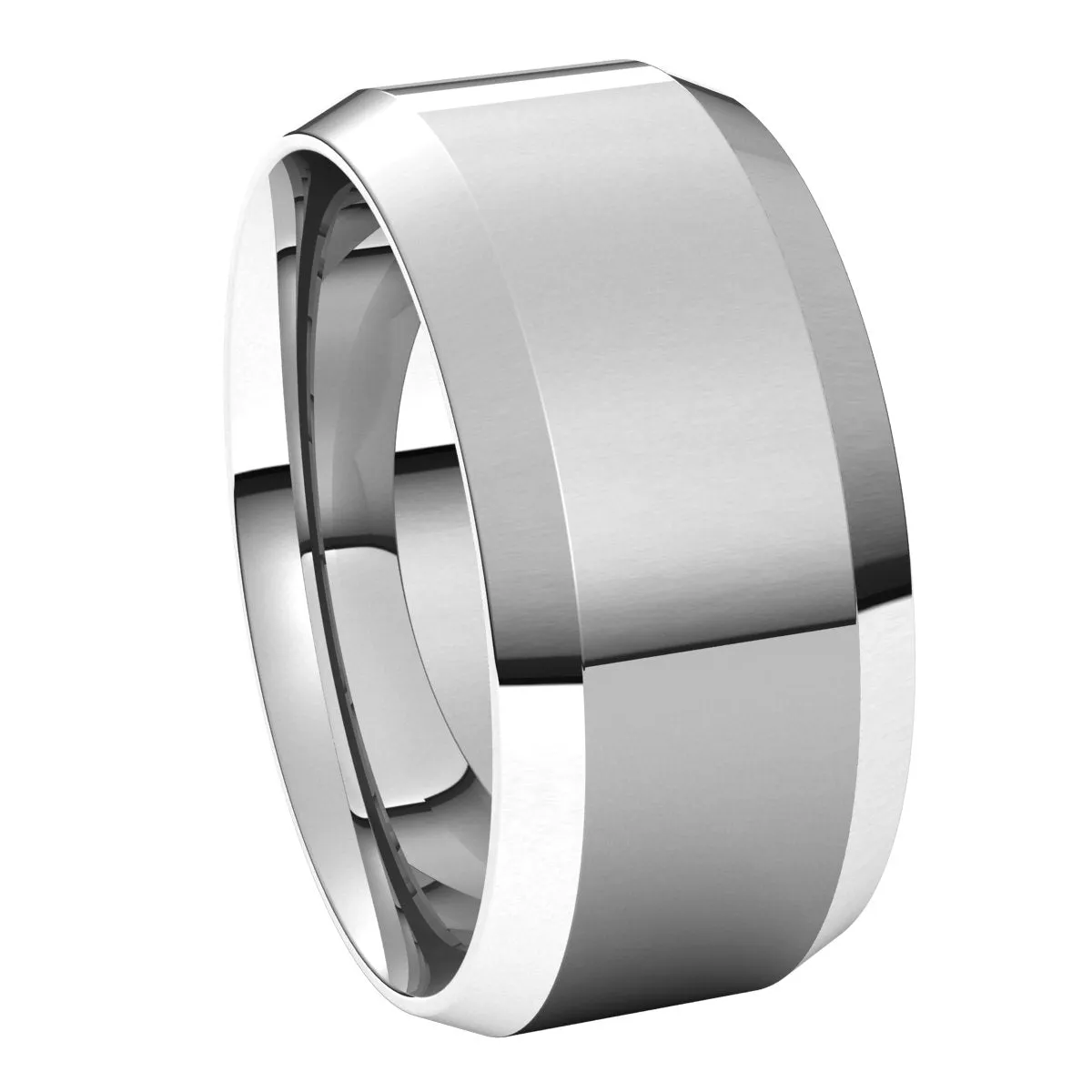10K White 9 mm Beveled Edge Comfort Fit Light Band