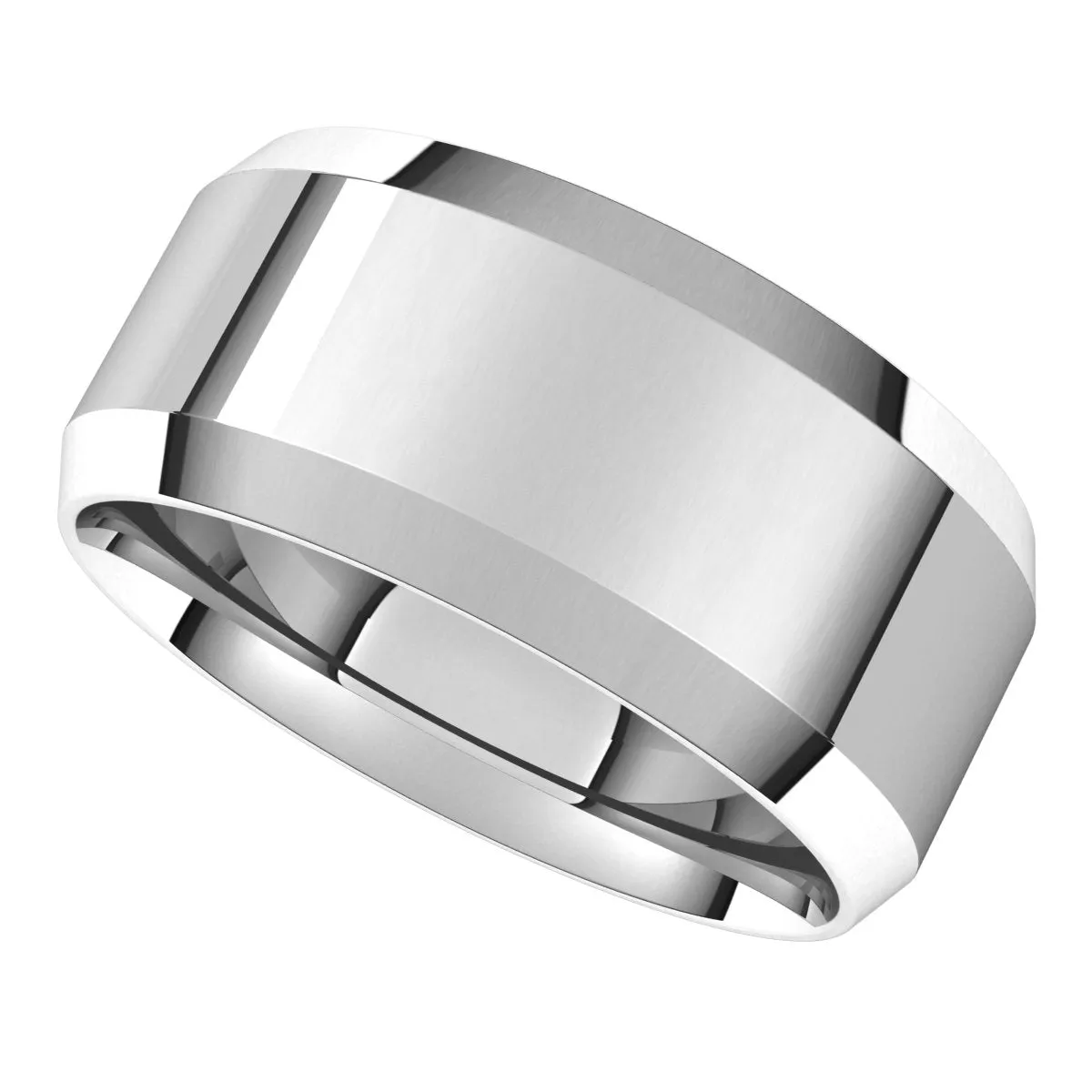 10K White 9 mm Beveled Edge Comfort Fit Light Band