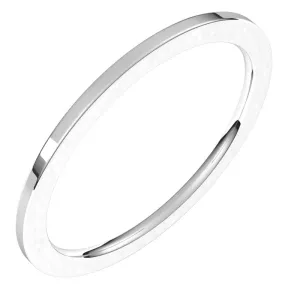 10K White Gold 1 mm flat comfort fit Wedding Band