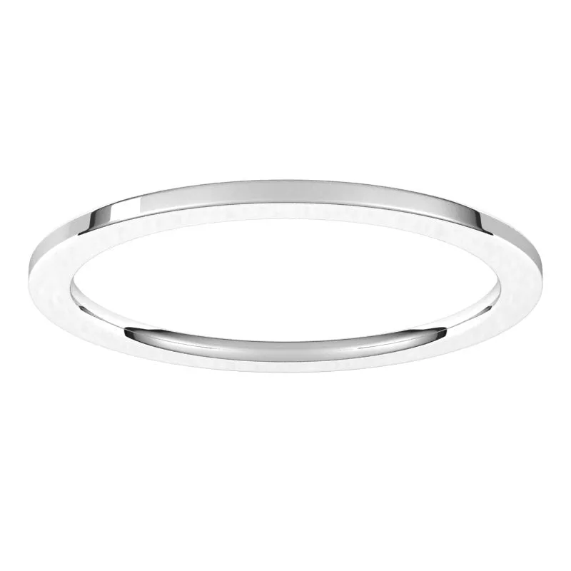 10K White Gold 1 mm flat comfort fit Wedding Band