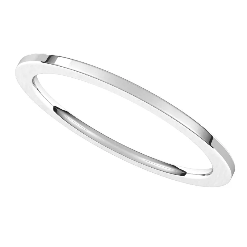 10K White Gold 1 mm flat comfort fit Wedding Band