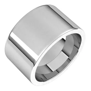 10K White Gold 12 mm flat comfort fit Wedding Band