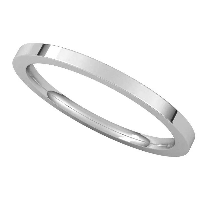 10K White Gold 1.5 mm flat comfort fit Wedding Band