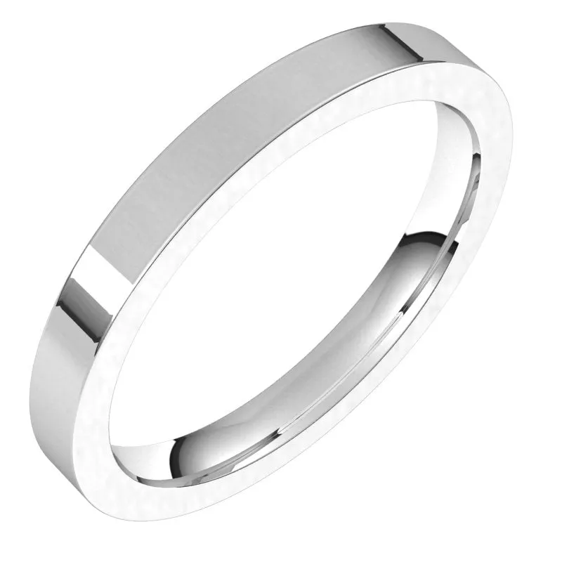 10K White Gold 2.5 mm flat comfort fit Wedding Band