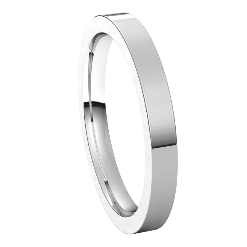 10K White Gold 2.5 mm flat comfort fit Wedding Band