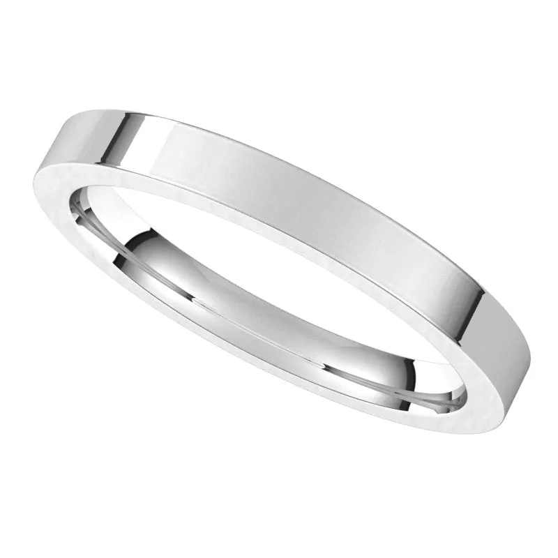 10K White Gold 2.5 mm flat comfort fit Wedding Band