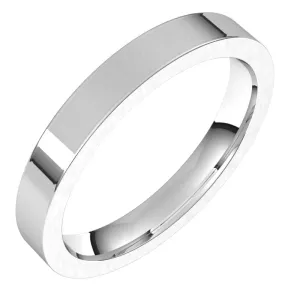 10K White Gold 3 mm flat comfort fit Wedding Band