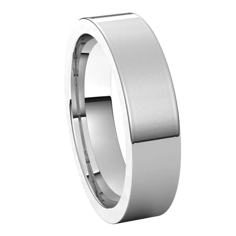 10K White Gold 5 mm flat comfort fit Wedding Band