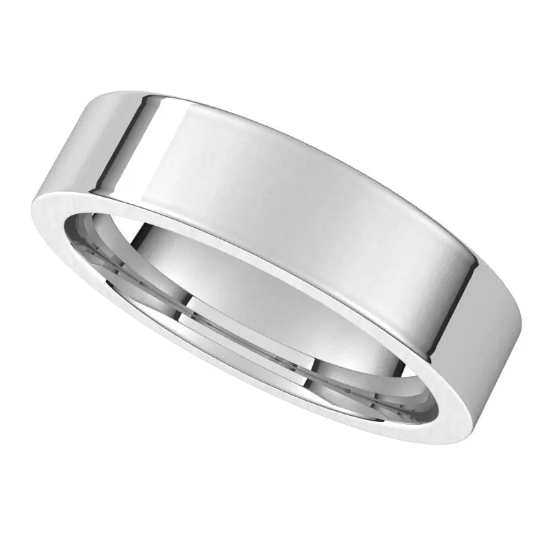 10K White Gold 5 mm flat comfort fit Wedding Band