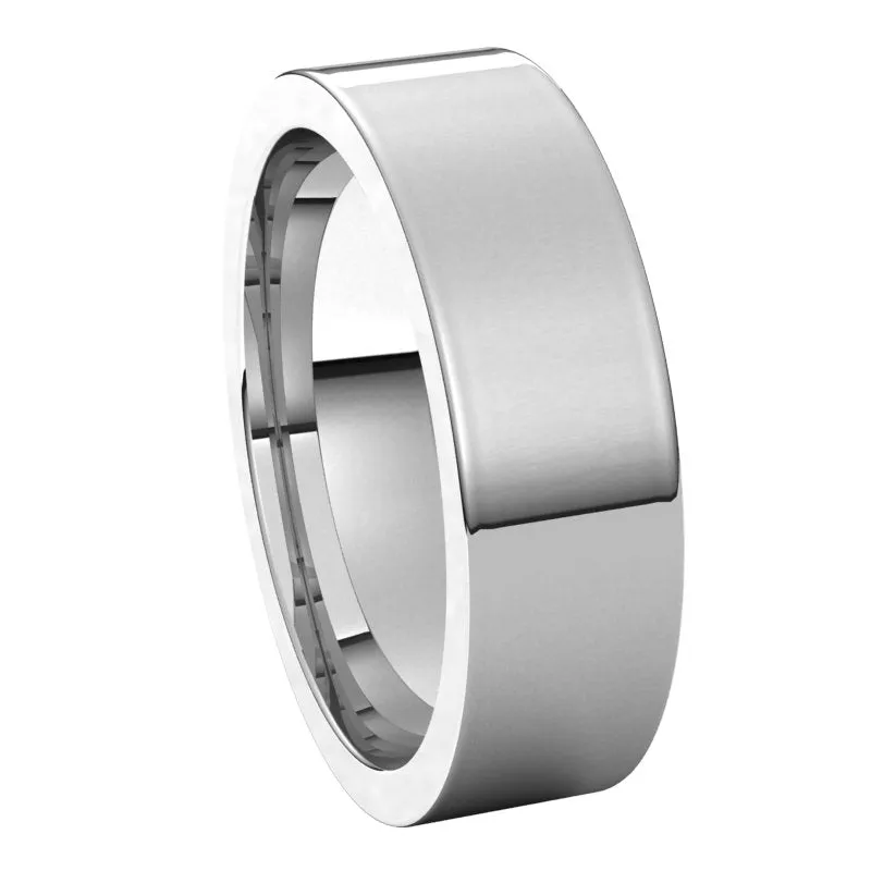 10K White Gold 6 mm flat comfort fit Wedding Band
