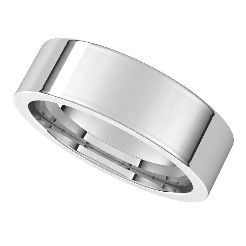 10K White Gold 6 mm flat comfort fit Wedding Band
