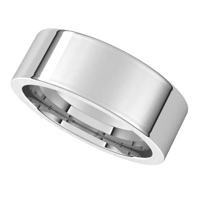 10K White Gold 7 mm flat comfort fit Wedding Band