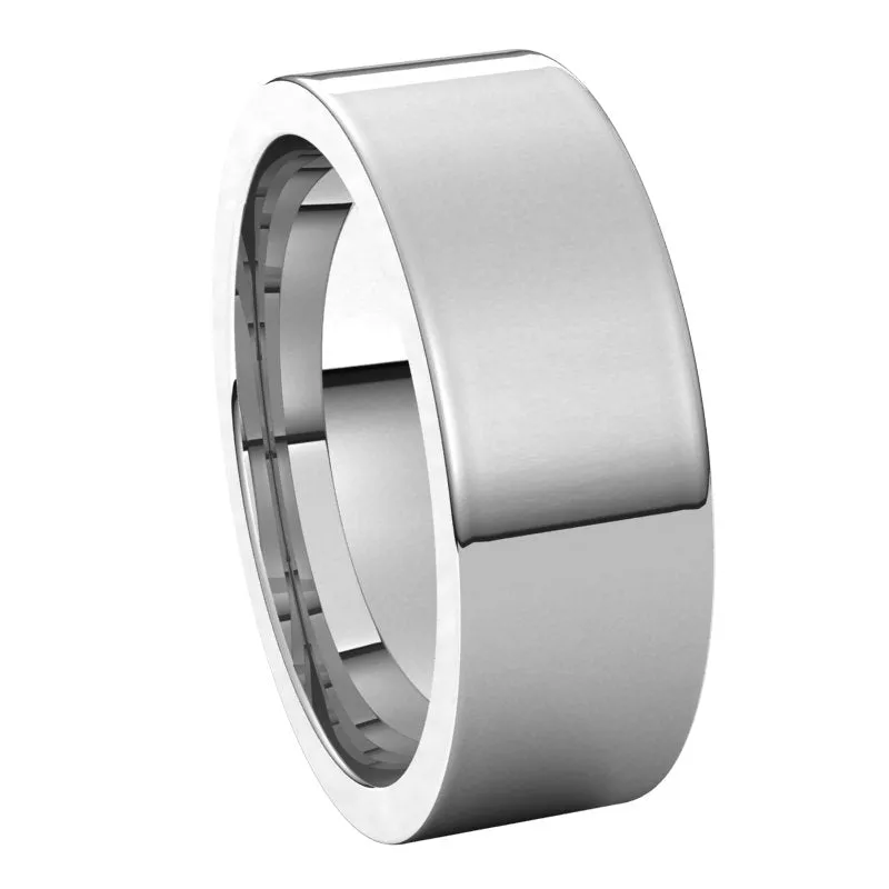 10K White Gold 7 mm flat comfort fit Wedding Band