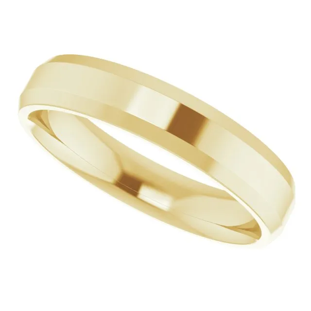 10K Yellow 4 mm Beveled Edge Comfort Fit Light Band
