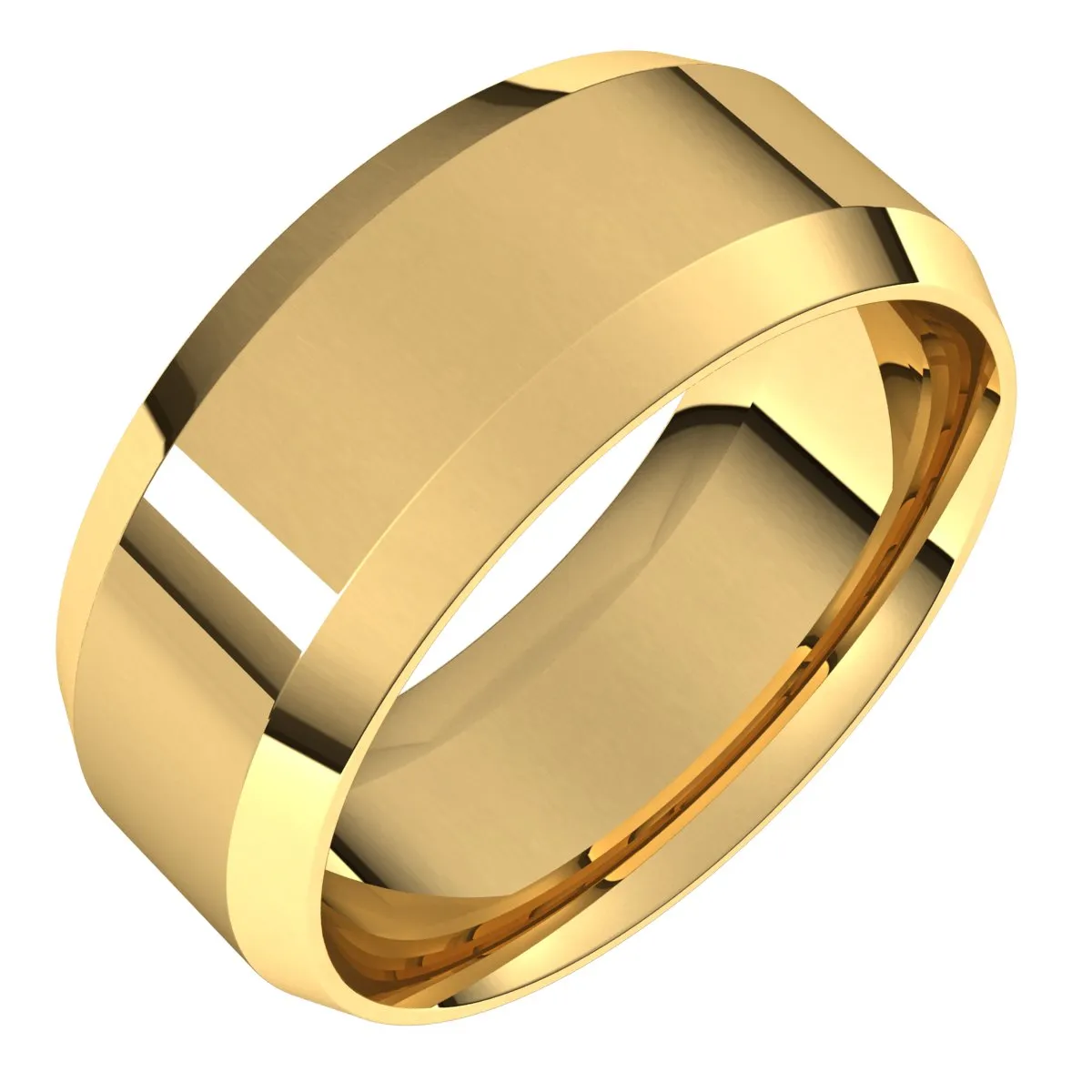 10K Yellow 8 mm Beveled Edge Comfort Fit Light Band