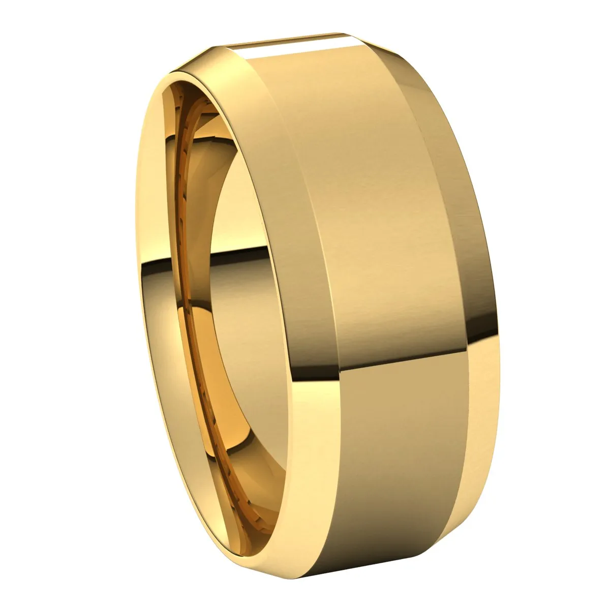 10K Yellow 8 mm Beveled Edge Comfort Fit Light Band