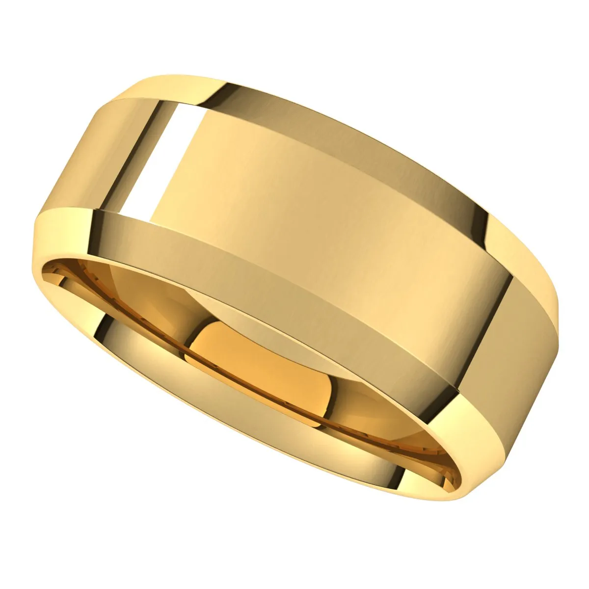10K Yellow 8 mm Beveled Edge Comfort Fit Light Band