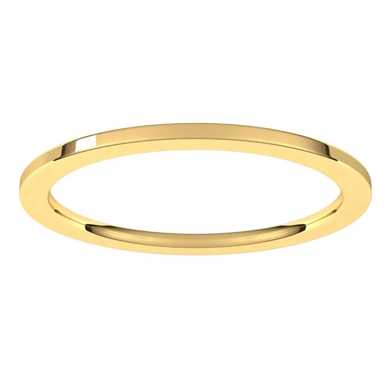 10K Yellow Gold 1 mm flat comfort fit Wedding Band