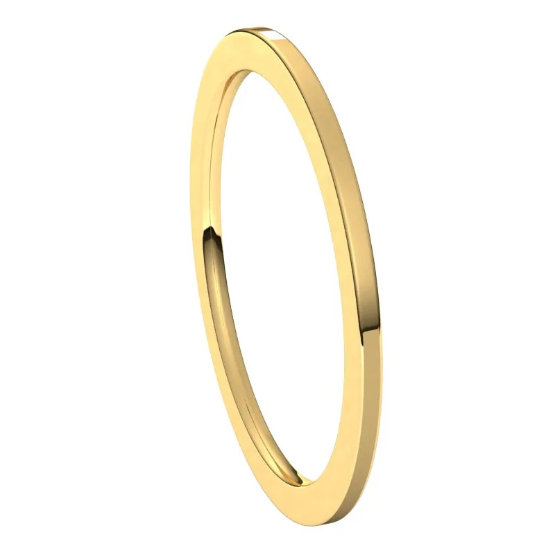 10K Yellow Gold 1 mm flat comfort fit Wedding Band