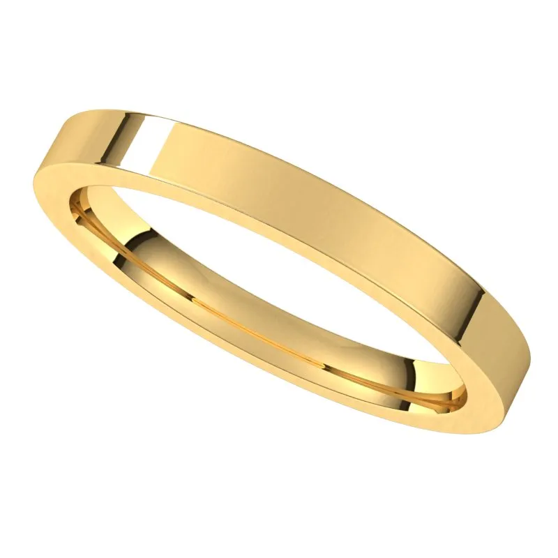 10K Yellow Gold 2.5 mm flat comfort fit Wedding Band