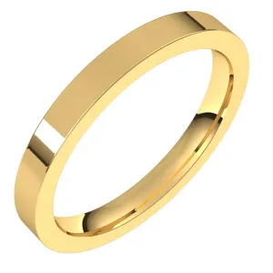 10K Yellow Gold 2.5 mm flat comfort fit Wedding Band